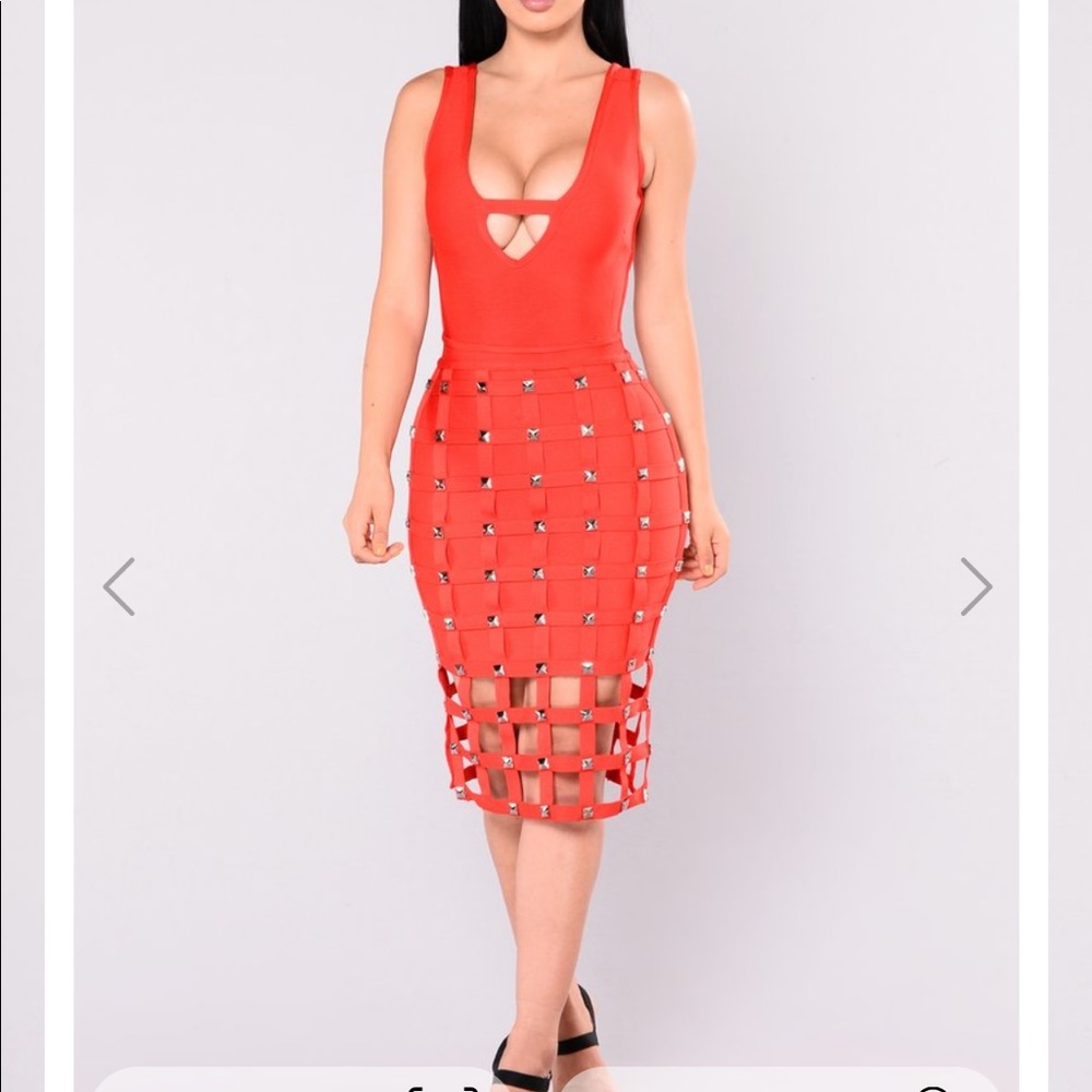 Studded midi pencil dress